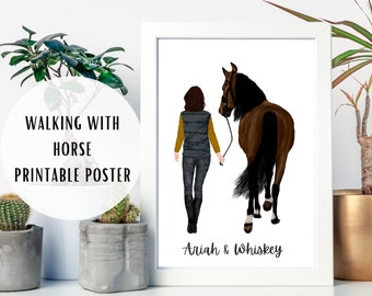 Personalised Printable Walking With Horse Poster | Horse Gifts |  PRINT @ HOME | 3 Sizes |  Horse