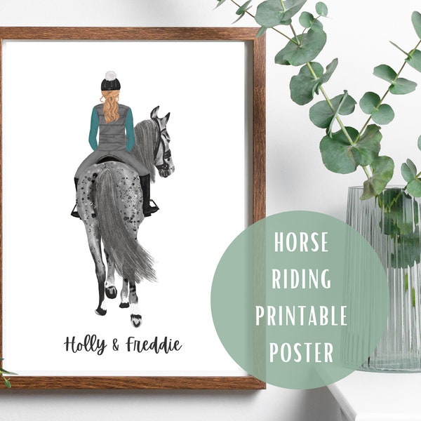 Poster d'équitation imprimable personnalisé | Cadeaux chevaux | RETOUR RAPIDE | Imprimer @ Accueil | 3 tailles