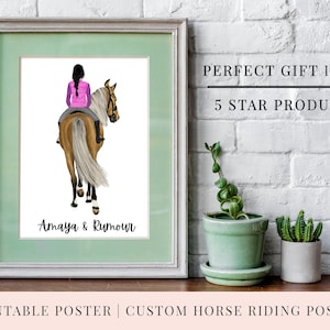Personalised Printable Horse Riding Poster Horse Gifts QUICK TURNAROUND Print Home 3 Sizes image 2