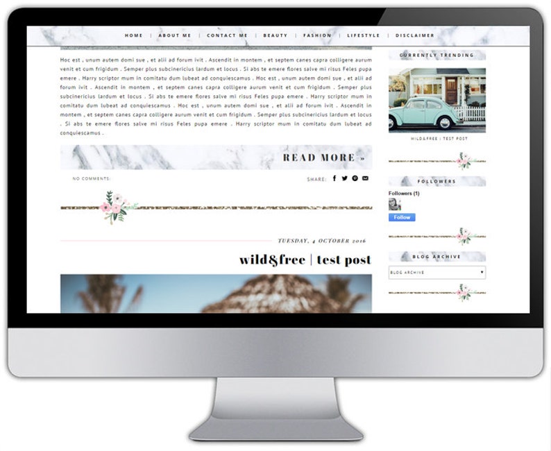 Premade responsive blogger template WILD & FREE image 3