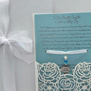 Algo azul para la novia de parte de sus padres, regalo para la novia de parte de mamá y papá, algo azul, regalo para la hija el día de la boda BCP2