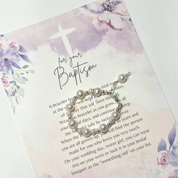 Baptism Gift Girl-Christening Gifts for Girls-Girl Baptism Gift-Baptism Bracelet for Girl-Goddaughter Gift-Baptism to Wedding Bracelet BW001