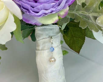 Something Blue for Bride-Something Blue Charm-Elegant Wedding Gown Charm-Bouquet Charm-Good Luck Wedding Charm-Gift for Bride-SBCBandPearl