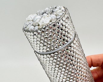 Bride Tumbler-Bride Flask-Bling Flask Bride-Gift for Bride-Gift for Best Friend-Bridal Tumbler-Bridesmaid Gift-Sparkly Rhinestone Tumbler