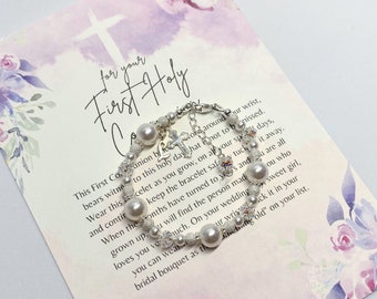 First Communion Gift - Confirmation Gift - First Communion Bracelet - First Communion to Wedding - Cross Bracelet - Grow With Me FCB