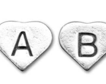 Sterling Silver Heart Letter Bead - Sterling Silver Heart Initial Bead - Add on Letter - Add on Initial