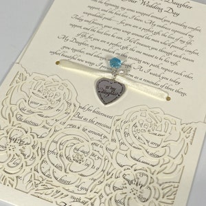 Personalized Something Blue Gift for Daughter on Wedding Day, Bride Keepsake from Mother, Custom Bridal Shower Gift, Off-White Envelope image 3