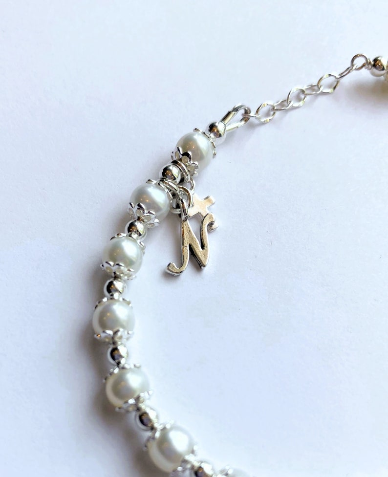 Sterling Silver White Baby Rosary Bracelet main image 1