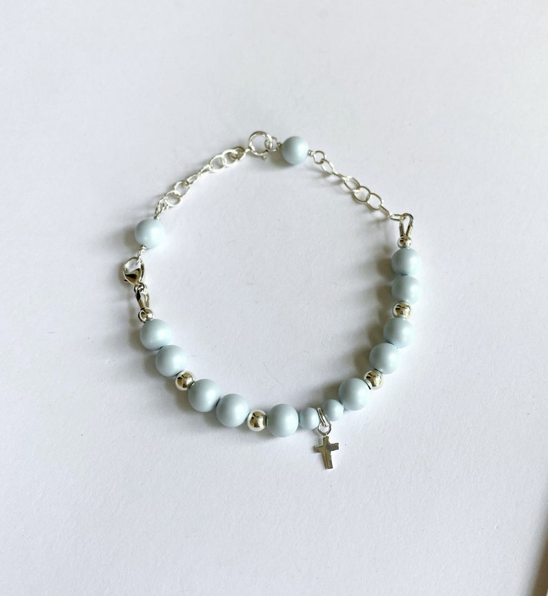 Boy Baptism to Wedding Bracelet Baptism Gift Christening Gift Grow with Me Baby Shower Gift Baby Boy Bracelet-Something Blue BBW002 image 6