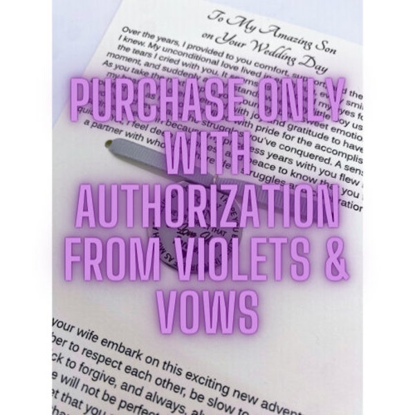 AUTHORIZATION REQUIRED from Violets & Vows-No Physical or Digital Item Will Be Sent-Personalization of Gift for Son