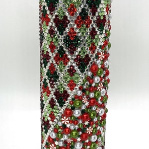 Rhinestone Tumbler-Glitter Tumbler-Christmas Cup-Red and Green Tumbler-Crystal Mug-Christmas Gift-Secret Santa Gift