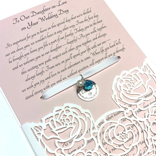 Quelque chose de bleu pour belle-fille, quelque chose de bleu pour la mariée, cadeau pour belle-fille le jour du mariage, cadeau de mariage, enveloppe blanche comme neige