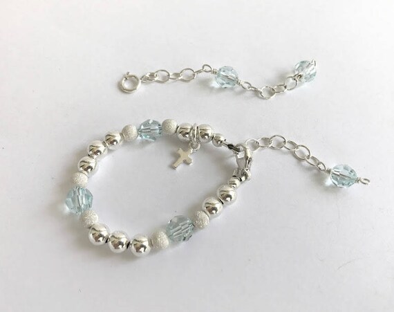 Baptism Bracelet Christening Bracelet Baby Shower Gift Baby Bracelet BBW001 Boy Baptism to Wedding Bracelet Something Blue