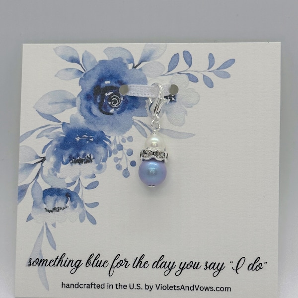 Something Blue for Bride-Something Blue Charm-Wedding Gown Charm-Bouquet Charm-Good Luck Wedding Charm-Gift for Bride-SBC3IDB/PW