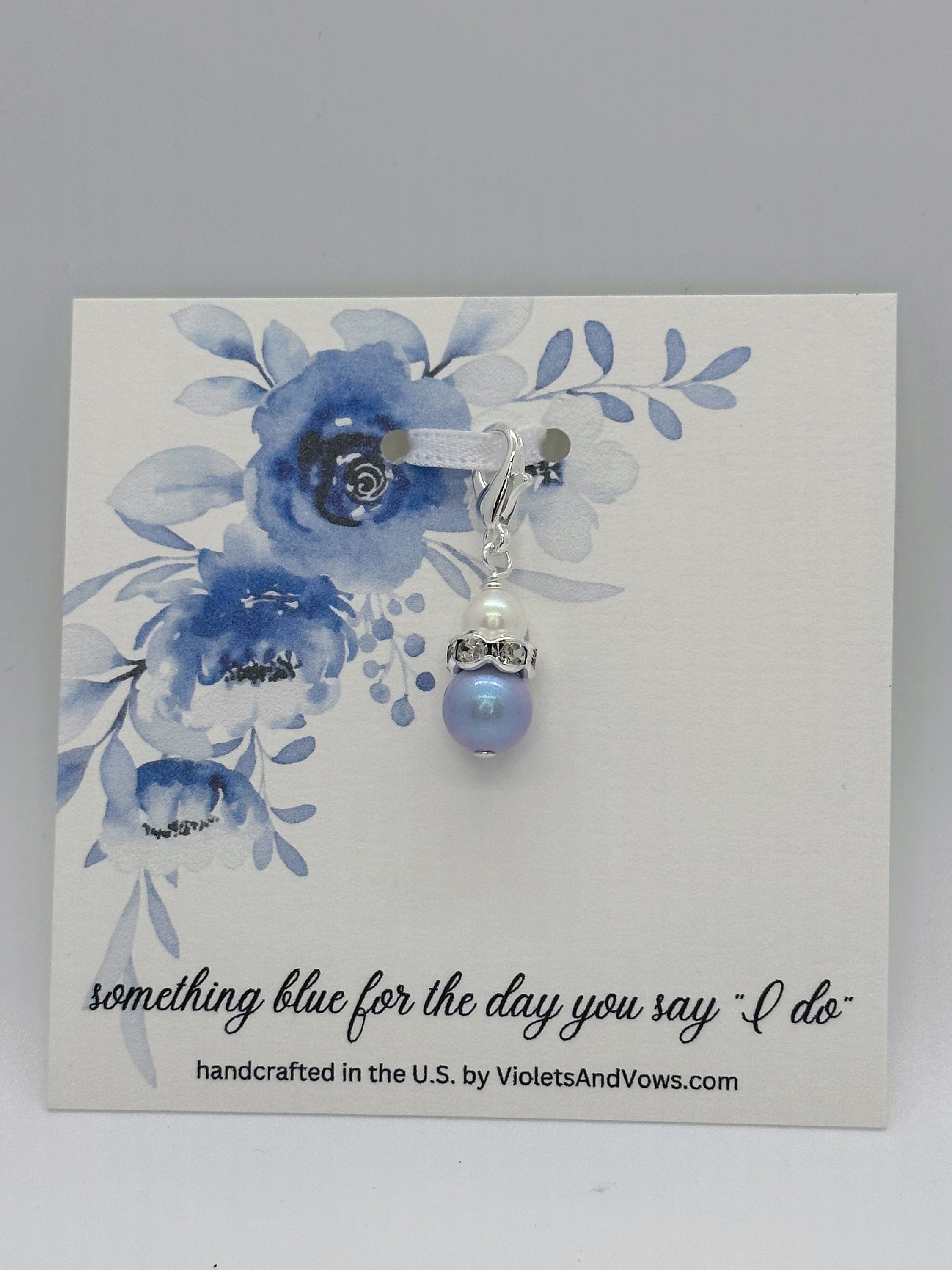 Something Blue Pearl Charm: Wedding Bouquet, Gown, or Garter SBC3IDB/PW