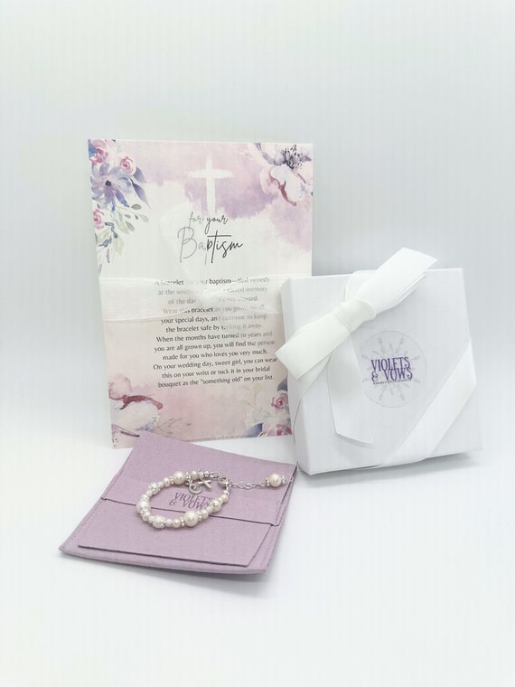 Sterling Silver Baptism Bracelet: Pearl Christening Gift for Girl