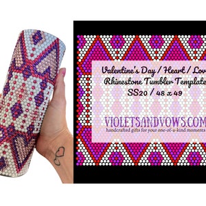 Valentine's Day Love Heart Rhinestone Tumbler Template SS20