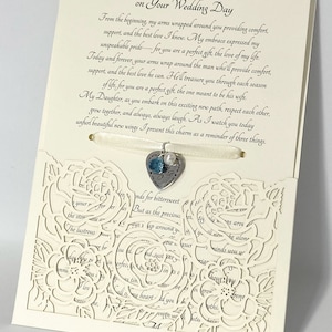Personalized Something Blue Gift for Daughter on Wedding Day, Bride Keepsake from Mother, Custom Bridal Shower Gift, Off-White Envelope