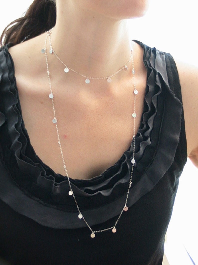 Nancy Botwin Weeds Necklace / Cougar Town Necklace / Jules Cobb Necklace / Courtney Cox Necklace / Sterling Silver Tiny Disc Necklace