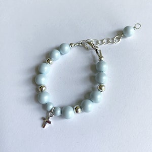 Boy Baptism to Wedding Bracelet Baptism Gift Christening Gift Grow with Me Baby Shower Gift Baby Boy Bracelet-Something Blue BBW002 image 1