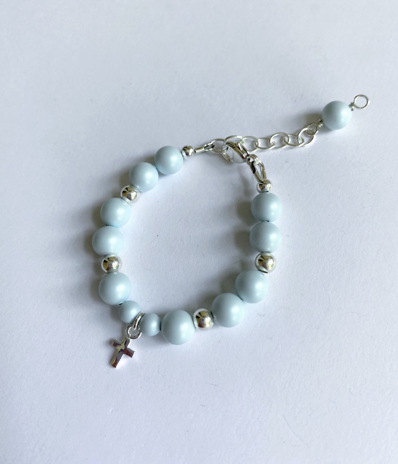 Boy Baptism to Wedding Bracelet Baptism Gift Christening Gift Grow with Me Baby Shower Gift Baby Boy Bracelet-Something Blue BBW002 image 1