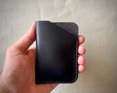 Minimalist wallet, Fathers day gift, edc, leather card holder, credit card holder, slim leather wallet, slim wallet, French leather, Black