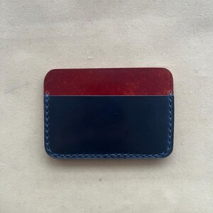 Cartera minimalista italiana Shell Cordovan / Cartera delgada de cuero para hombre / Cuero italiano natural hecho a mano / Mármol de dos tonos