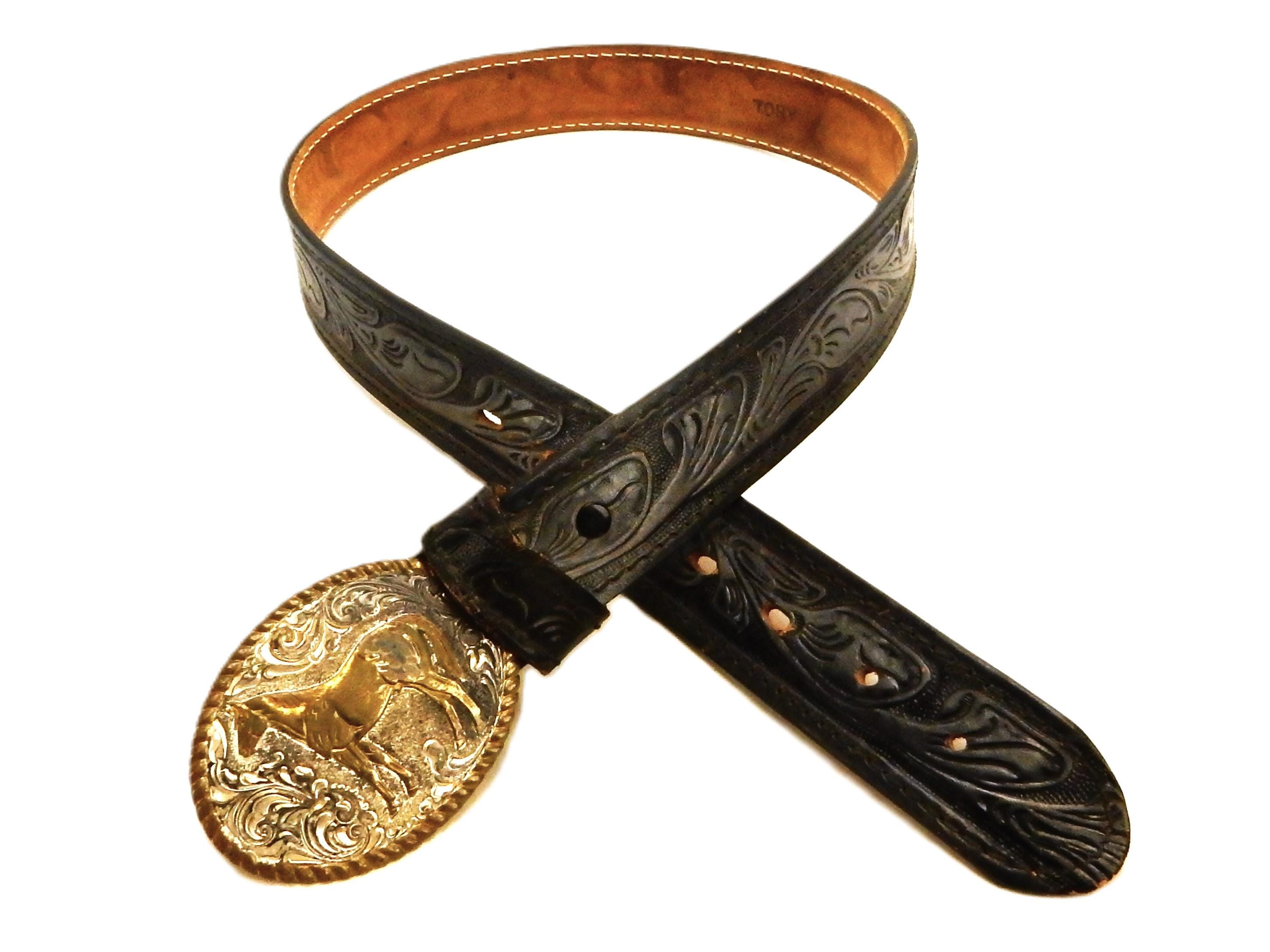 Vintage Tory Leather Belt W/crumrine Silver Plate Bronze Vintage Tory Leather Belt W/crumrine Silver Plate Bronze