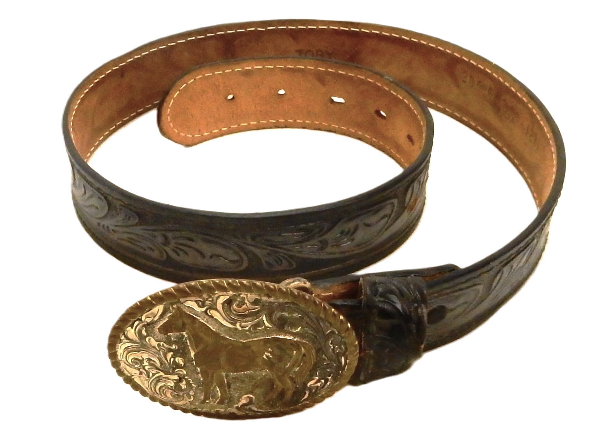 Vintage Tory Leather Belt W/crumrine Silver Plate Bronze Vintage Tory Leather Belt W/crumrine Silver Plate Bronze