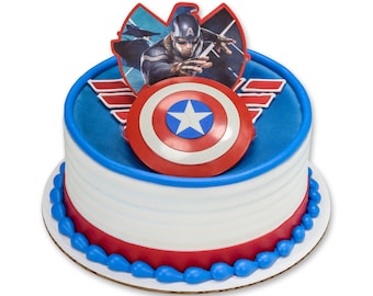 3D Cake Topper Kit, Captain America, The Winter Soldier w/12 Matching Cupcake Rings
