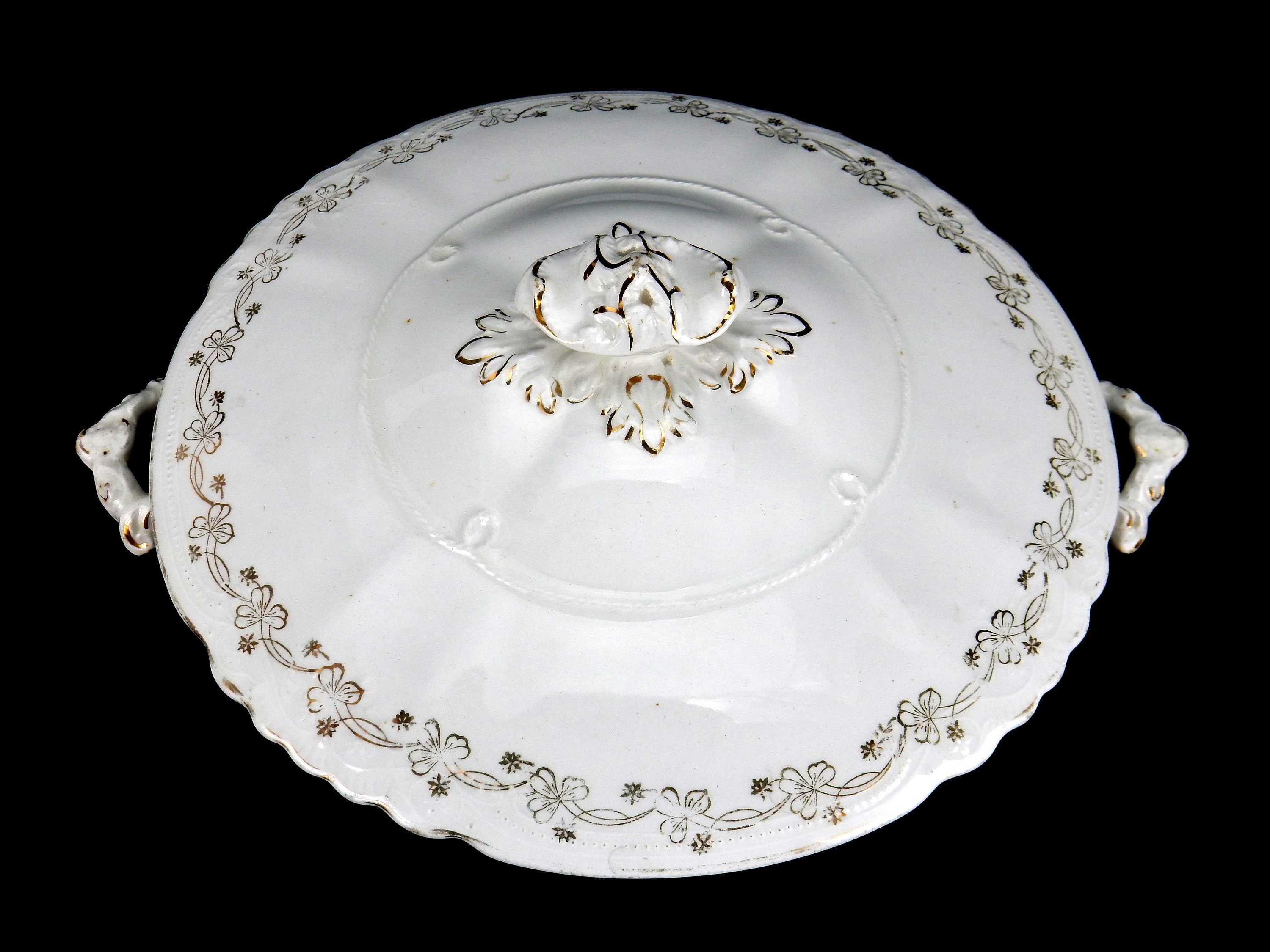 Round Porcelain Serving Bowl w/Lid WH Grindley & Co Gold Etsy