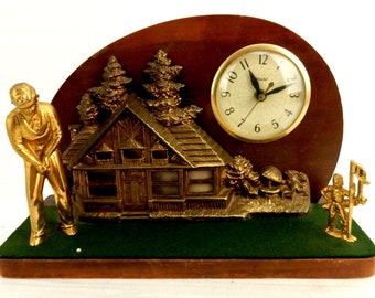 Wooden Mantel Clock, 18th Hole "Clubhouse", United Electric, Works & Lights #C-3