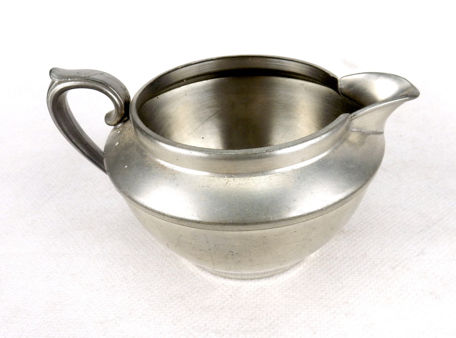 Vintage Pewter Creamer & Sugar Bowl Wide Rim Polished Etsy