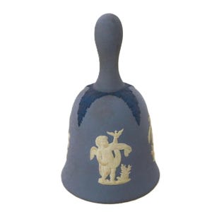 Wedgwood Blue Jasperware Hand Bell, Four Seasons, Cherub Art, Vintage Home Decor
