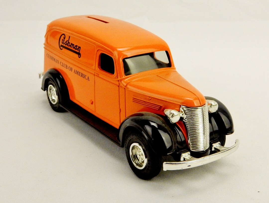 1938 Chevy ERTL Die Cast Truck Bank, Orange, Cushman Club, Pacific, MO