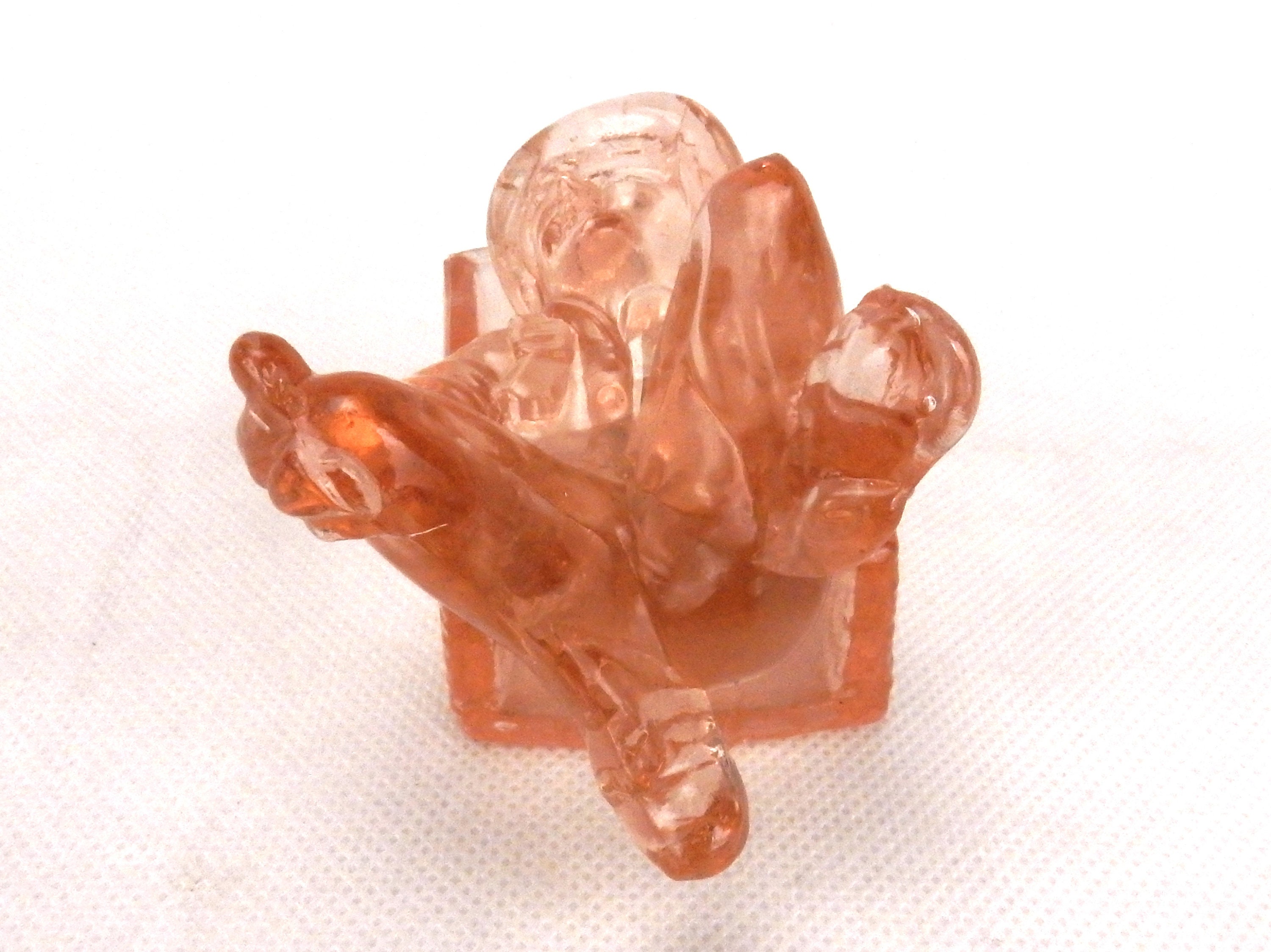 Pink Depression Glass Toothpick Holder Boy Kneeling With Pack Etsy