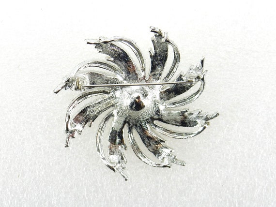 Vintage Costume Jewelry, Silver Pinwheel Brooch w… - image 3