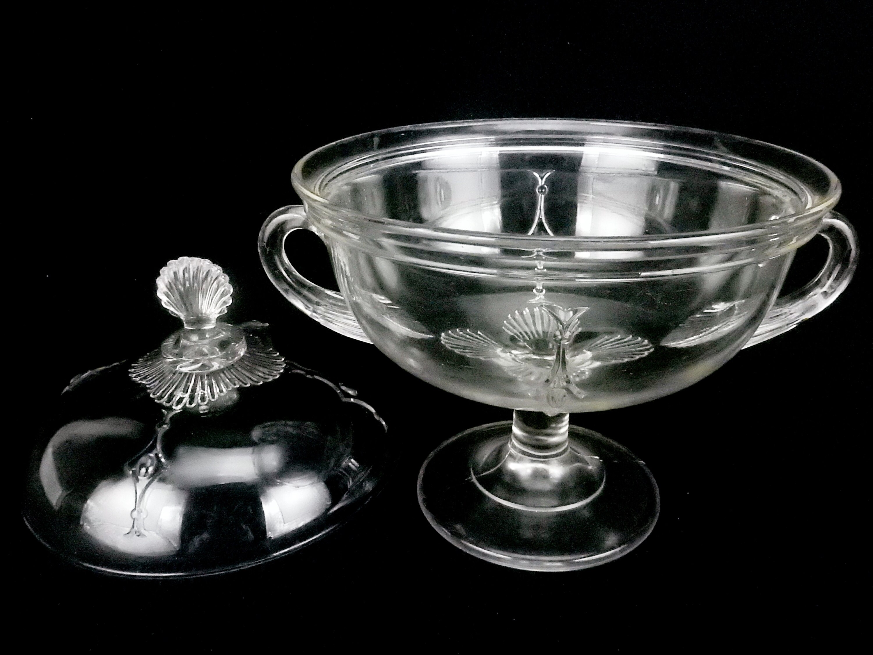 Collectible Glass Collectibles Clear Glass Antique Pedestal Bowl With ...