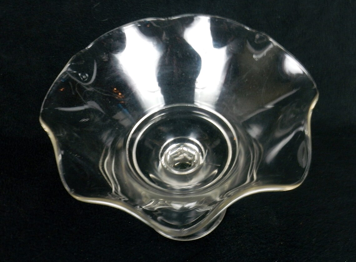 Vintage Glass Pedestal Fruit Bowl Hexagon Pillar Stem 8 Etsy