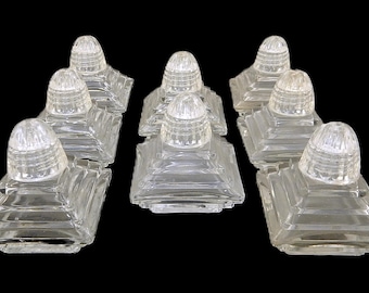 octuple Degenhart Glass Toothpick Holder, 3-legged Gypsy Pot, Cobalt