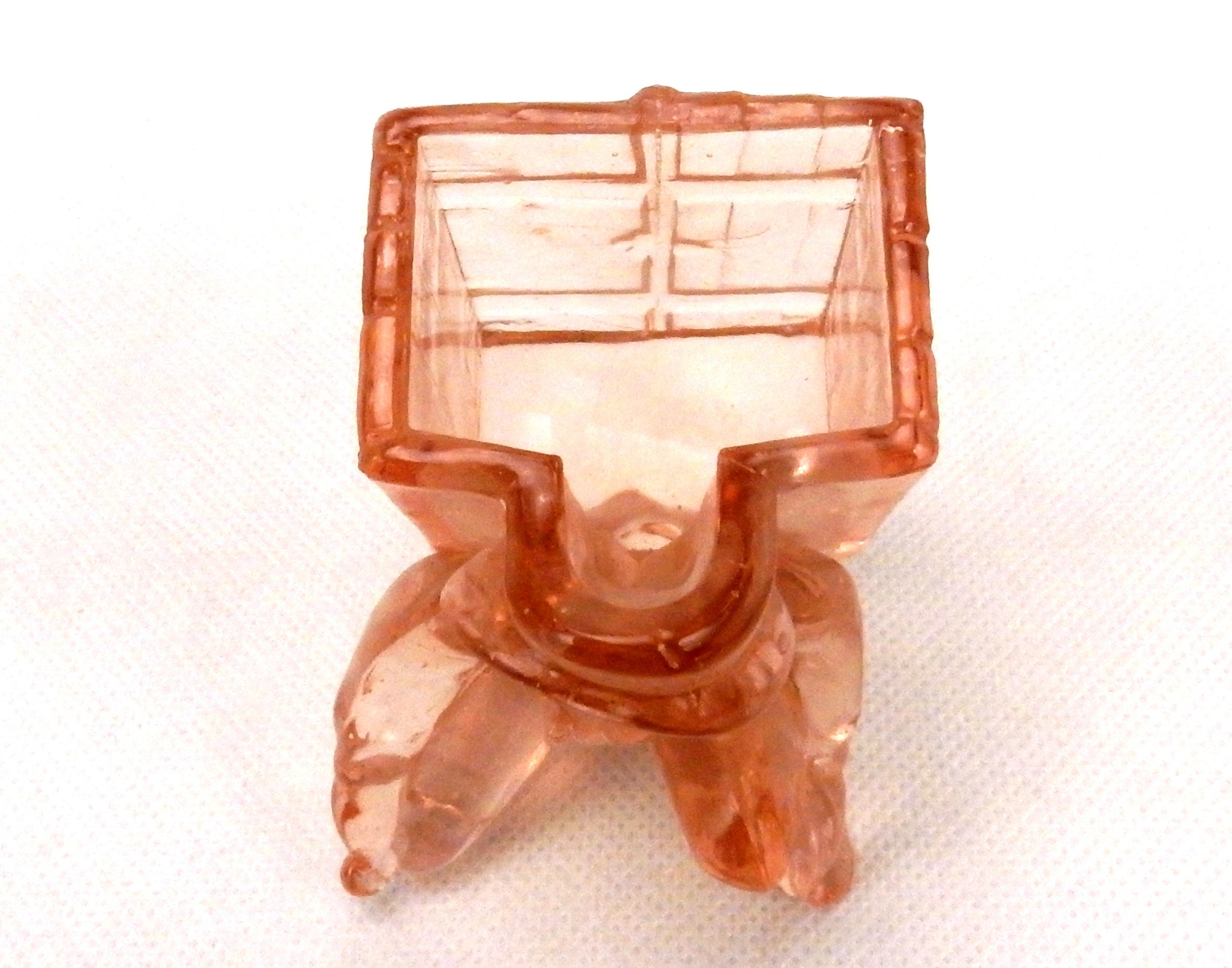 Pink Depression Glass Toothpick Holder Boy Kneeling With Pack Etsy