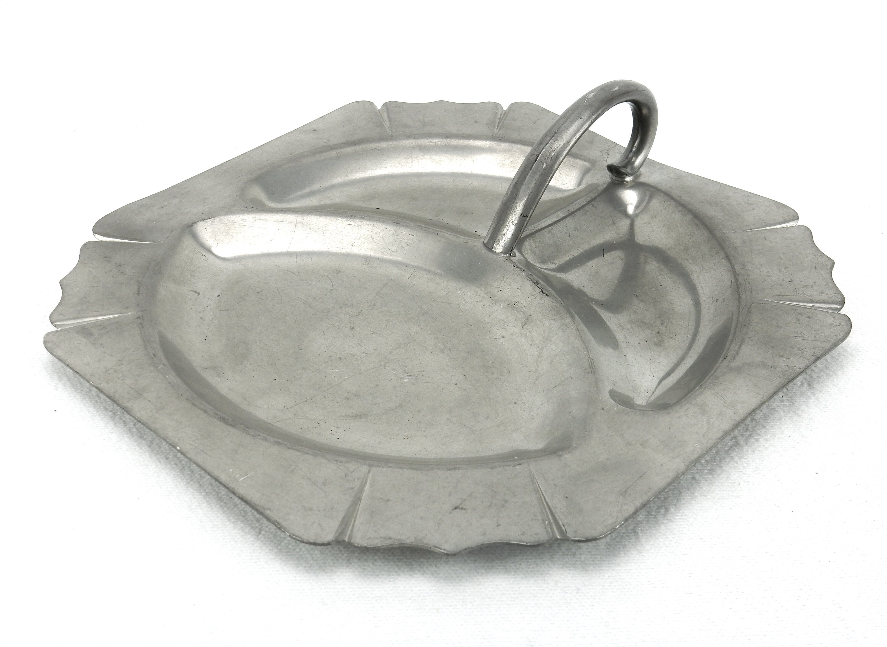Vintage Pewter Serving Tray With Carry Handle Three Etsy