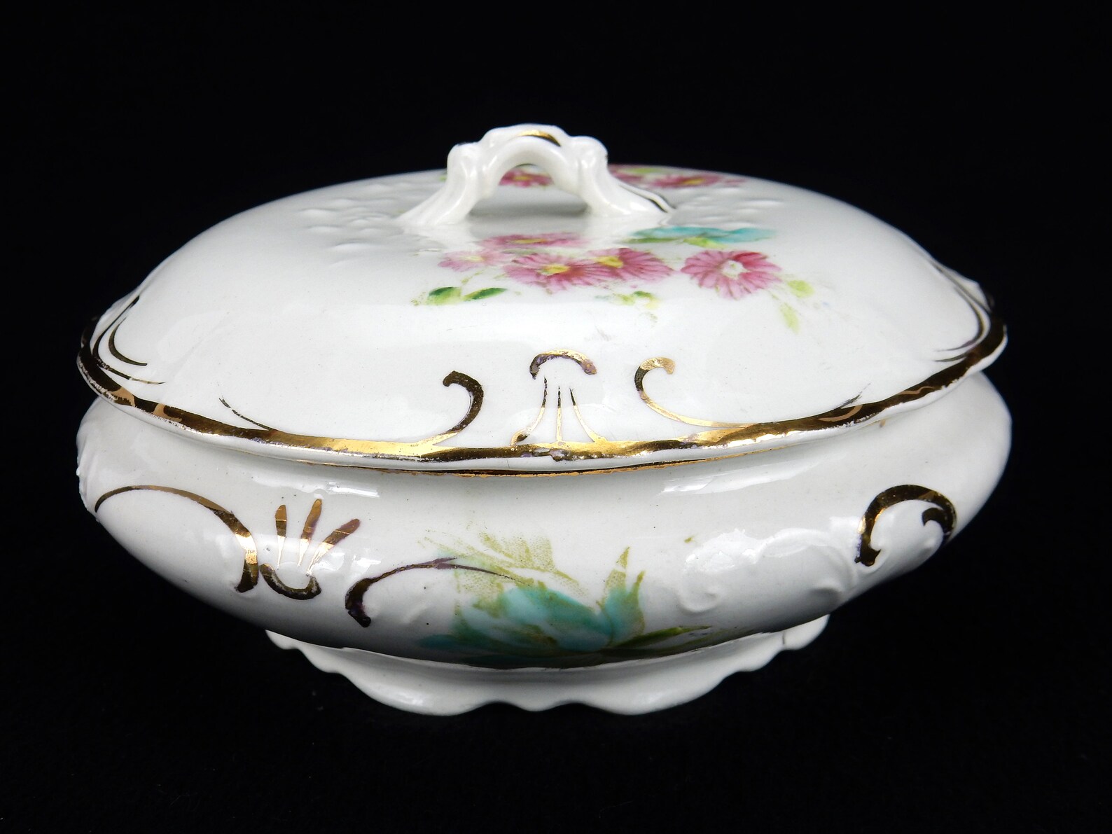 Porcelain Covered Dresser Dish Dresden Semiporcelain Pink Etsy