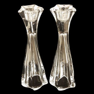 Set of 2 Mikasa Crystal Candlestick/Bud Vase, Pacific Wave, Star Sconce, Vintage