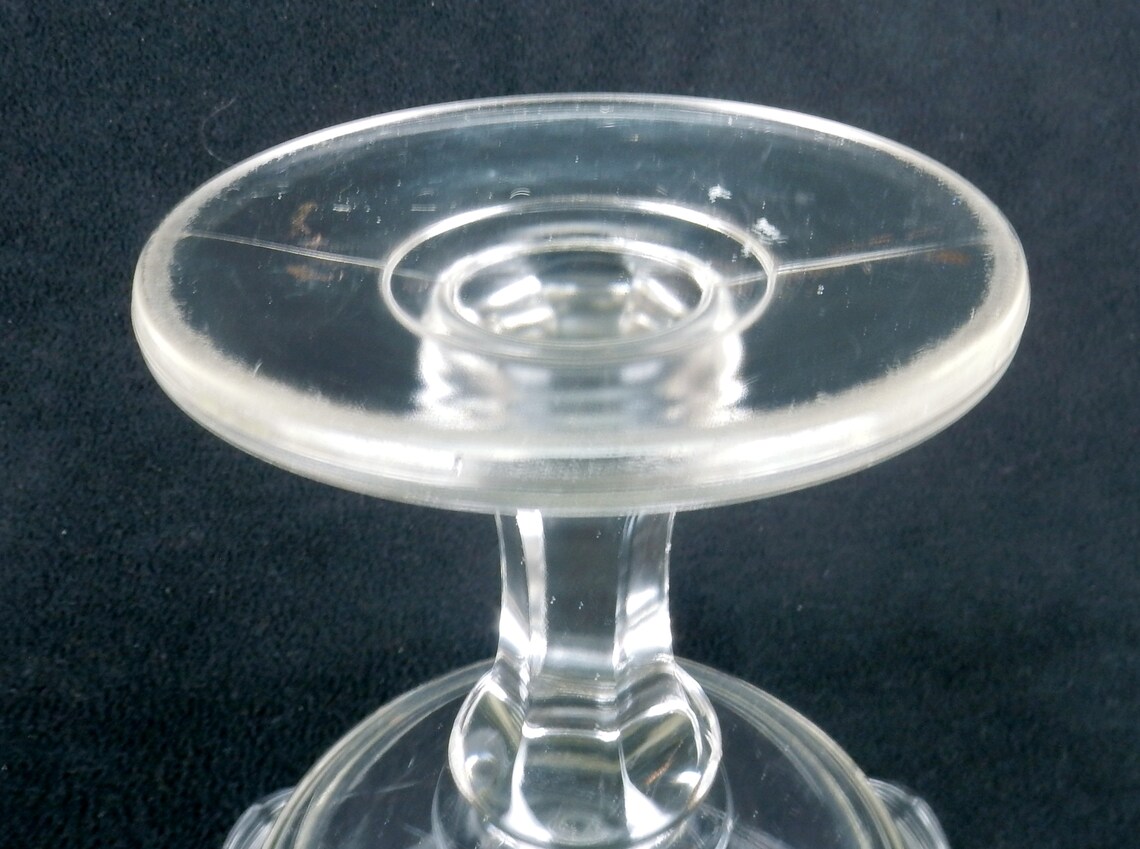 Vintage Glass Pedestal Fruit Bowl Hexagon Pillar Stem 8 Etsy