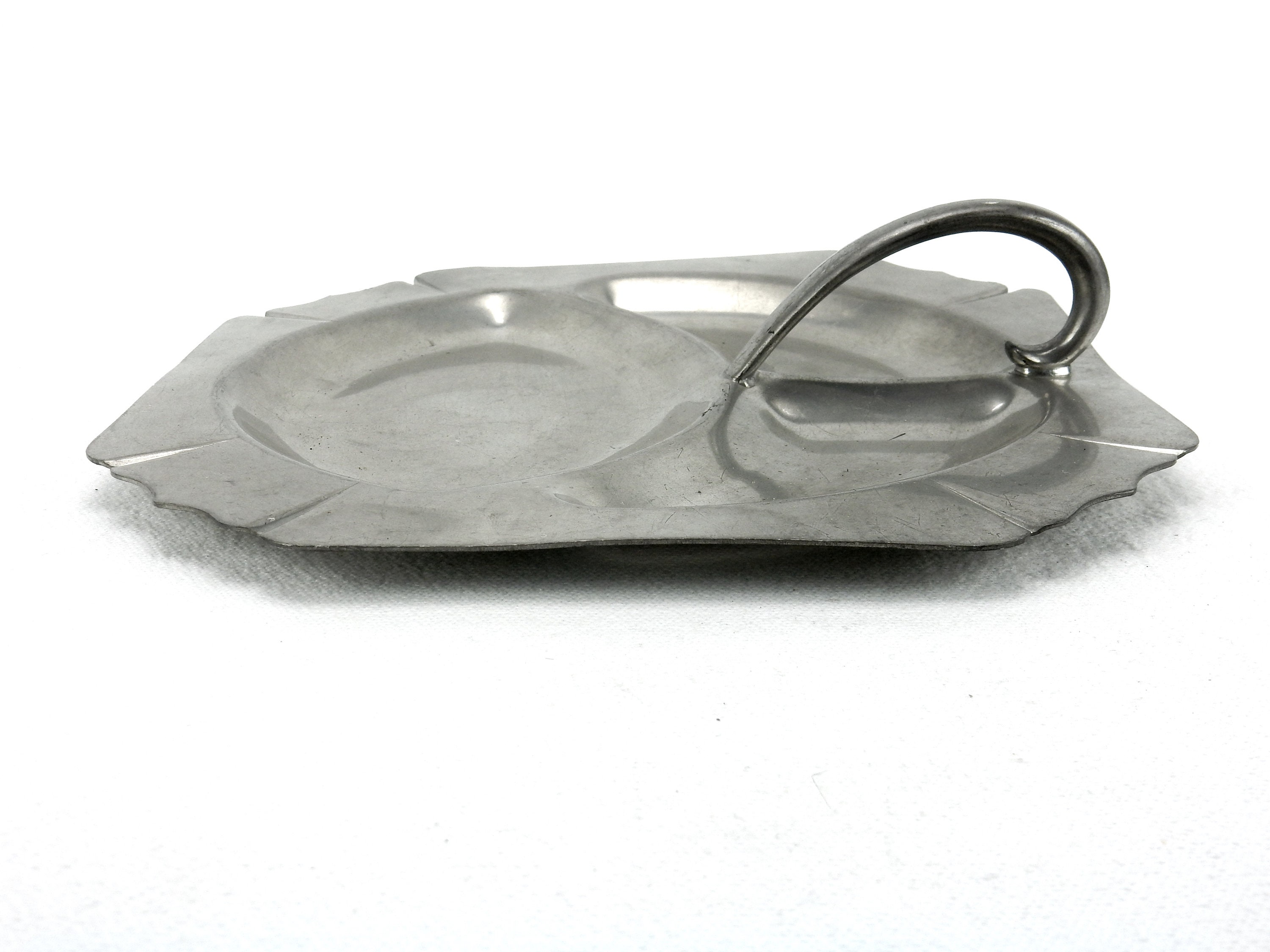 Vintage Pewter Serving Tray With Carry Handle Three Etsy