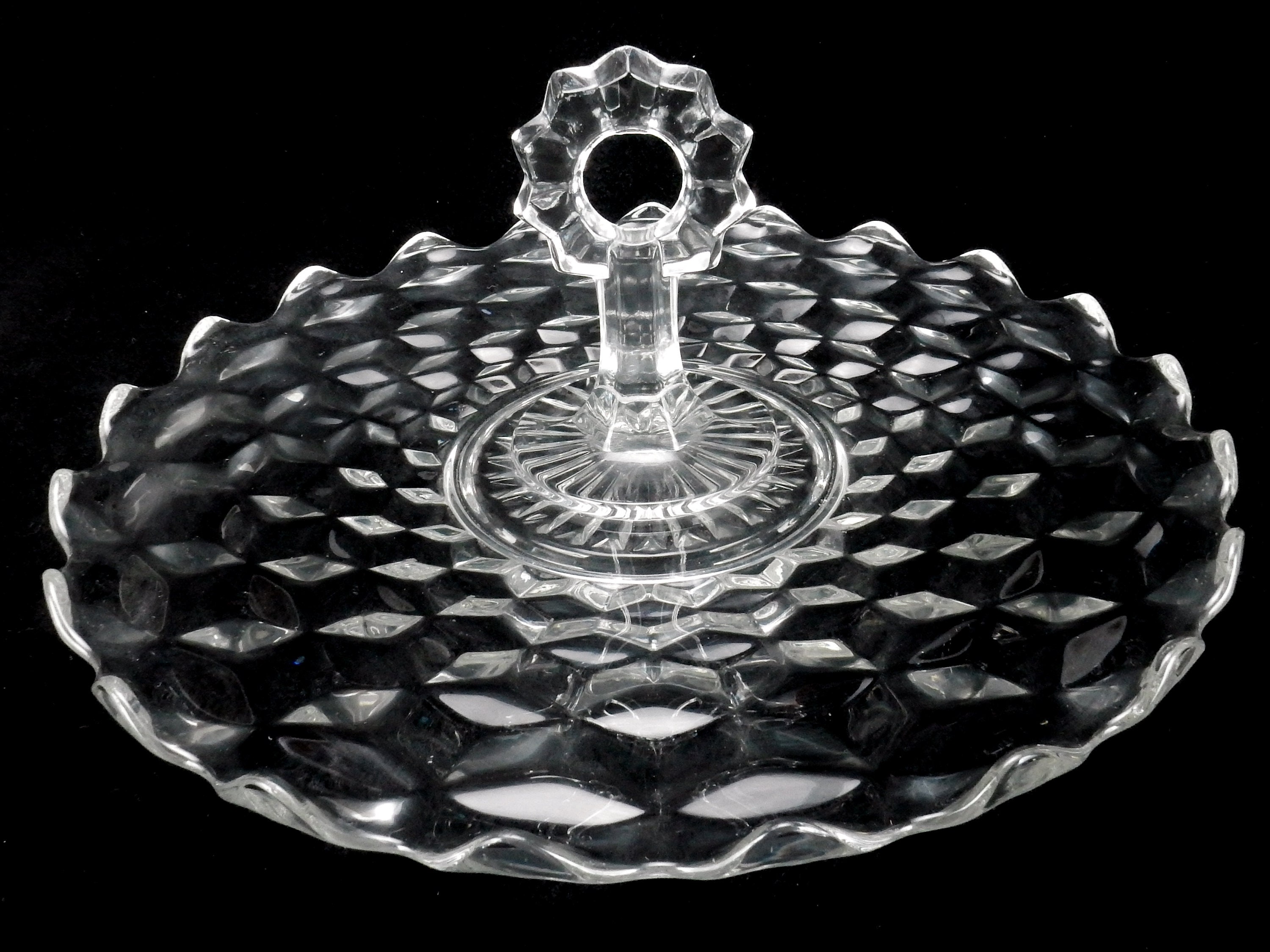Fostoria Crystal Handled Serving Platter American 3D Cubist Etsy