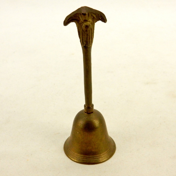 Vintage Brass Hand Bell, British Royal Coat of Arms, "Dieu Et Mon Droit"