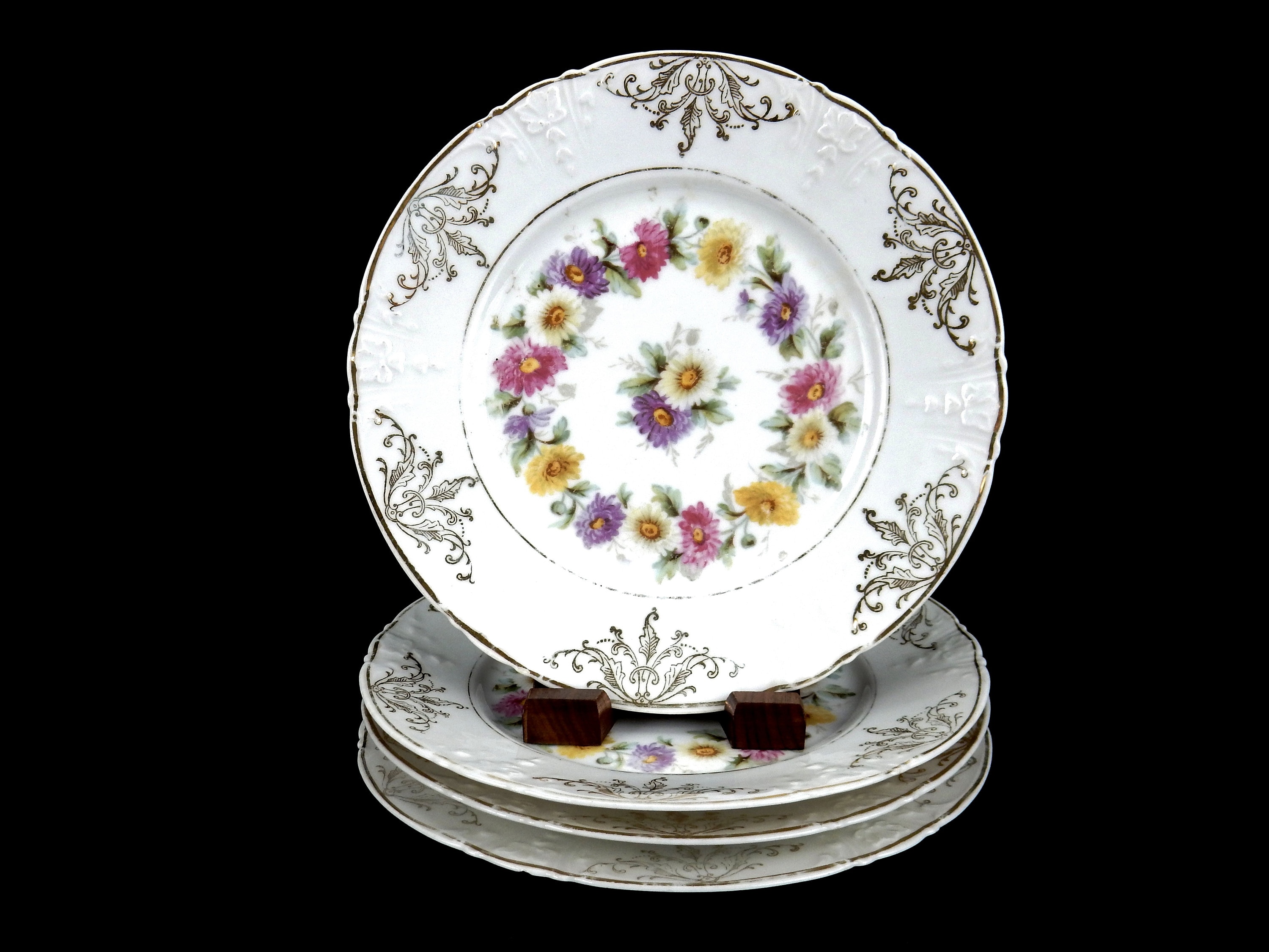 Set of 4 Porcelain Salad Plates Vintage/Antique Wildflower Etsy