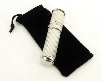 Vintage Debbie J. Palmer Perfume Atomizer, Refillable, Silver Plated Brass, Carry Pouch